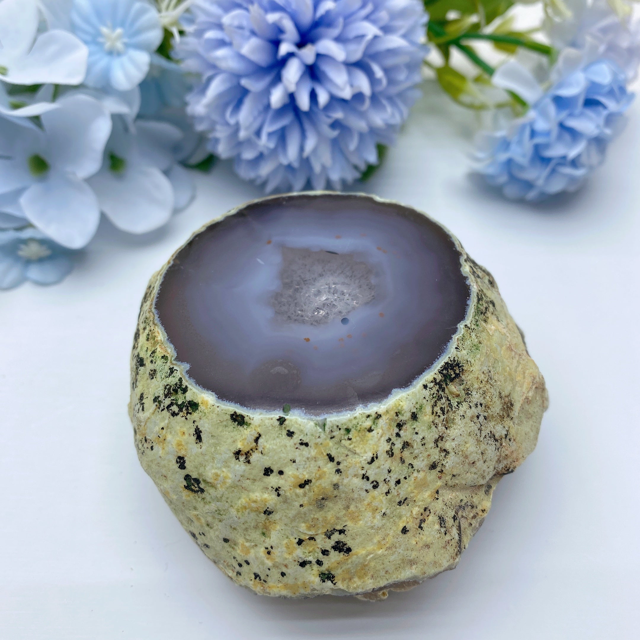 Free Form Agate Enhydros Crystal Specimen 3x1.7in Healing Stone
