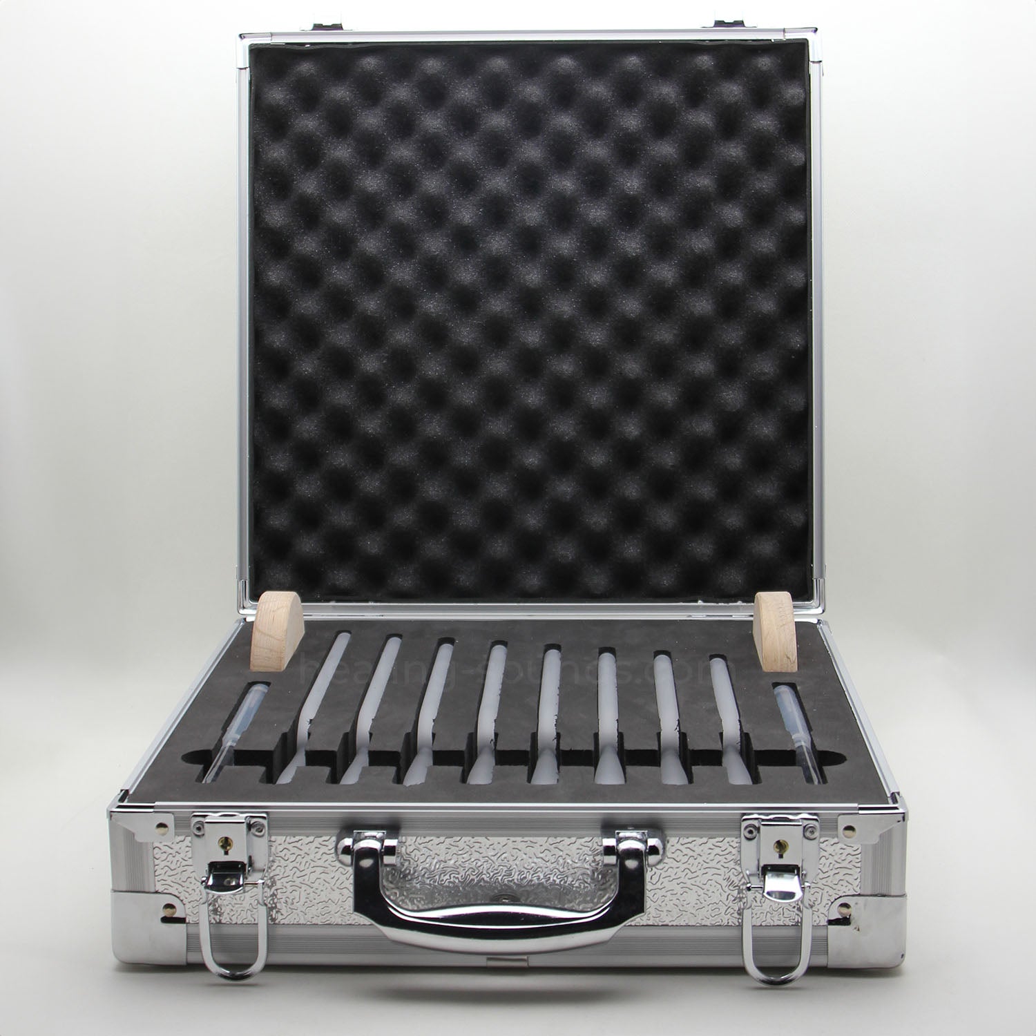 432 Hz Frosted Crystal Tuning Fork Set with Case - 8pc - 10 mm/20 mm