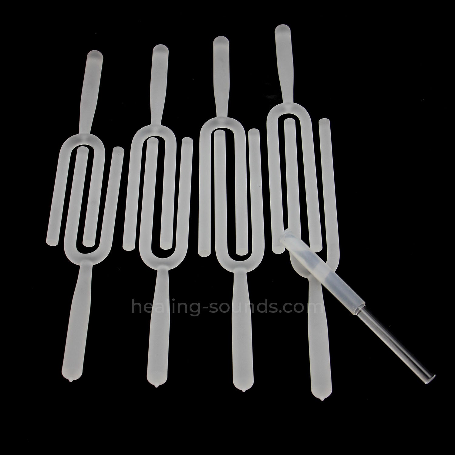 432 Hz Frosted Crystal Tuning Fork Set with Case - 8pc - 10 mm/20 mm