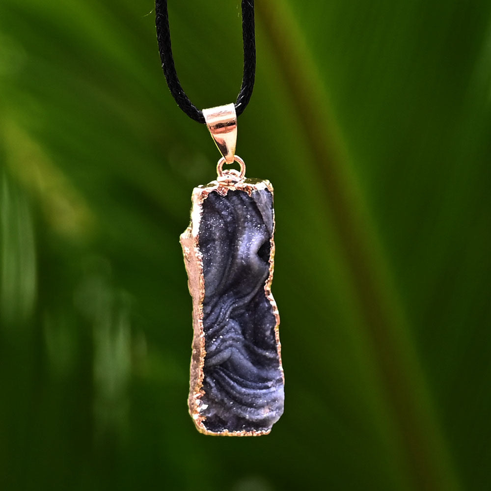Galaxy Druzy Agate Pendant 1.6 Inch Crystal Healing Necklace