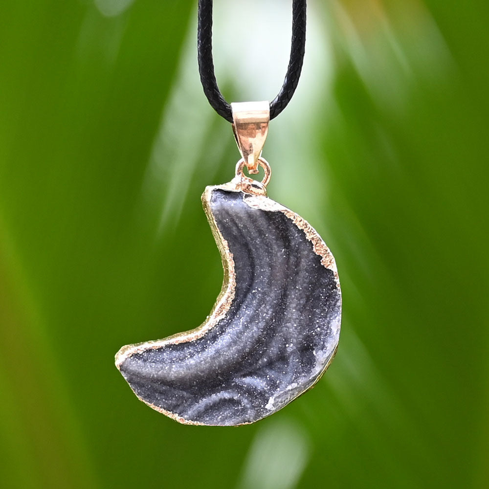 Galaxy Druzy Agate Pendant 1.6 Inch Crystal Healing Necklace