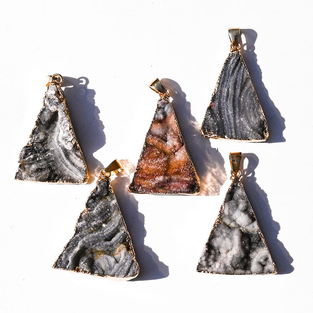 Galaxy Druzy Agate Pendant 1.6 Inch Crystal Healing Necklace