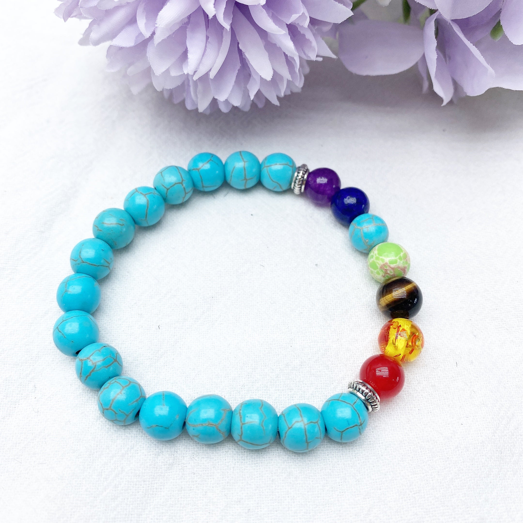 Galaxy Tiger Eye & Orca Onyx Chakra Bracelet 8mm