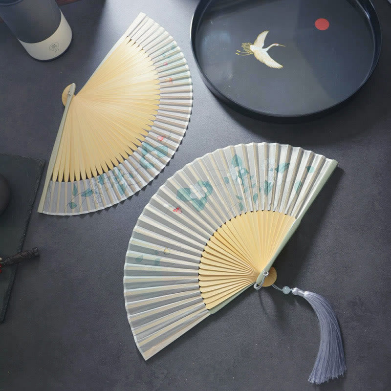 Gardenia Cherry Blossom Chinese Folding Fan 21cm Bamboo