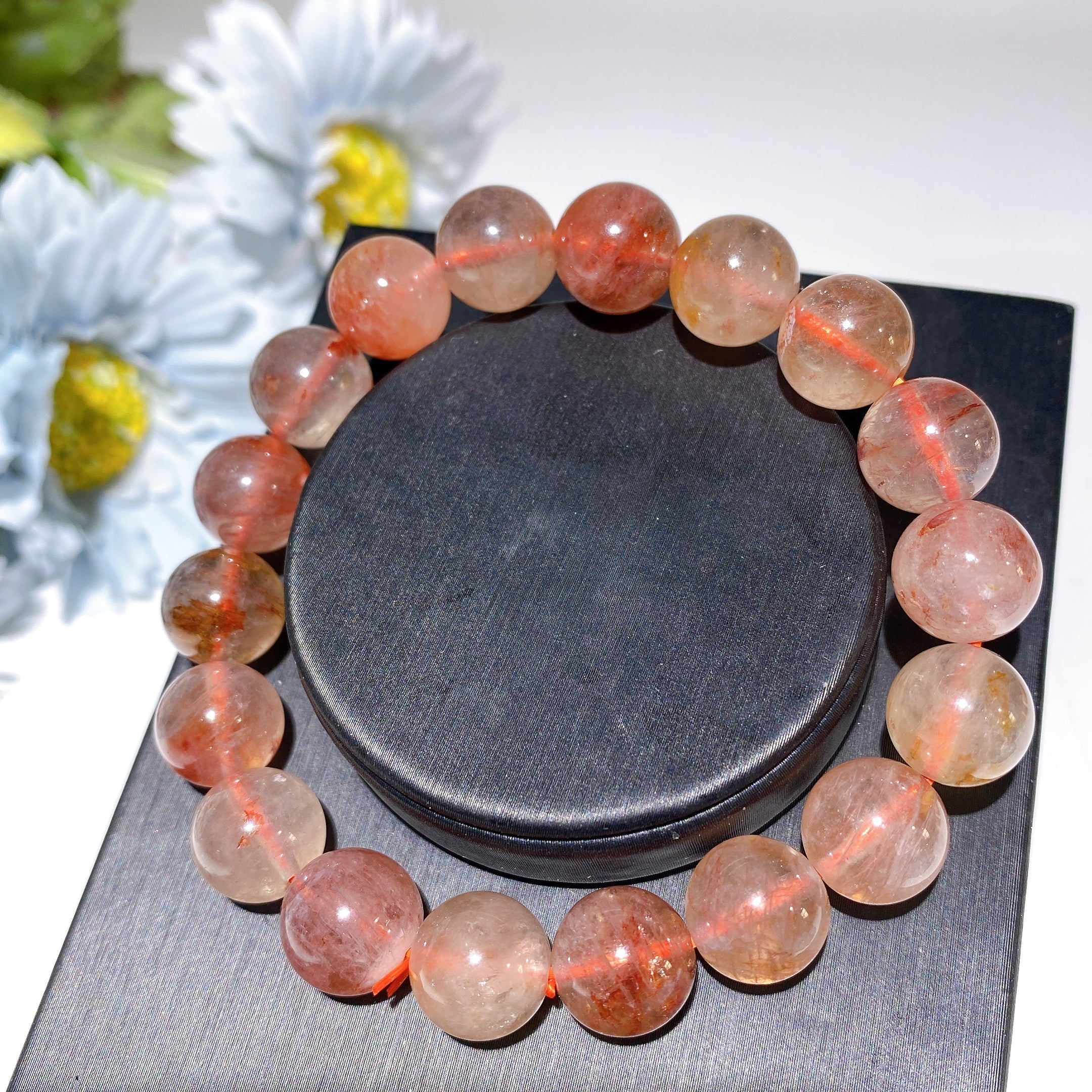 Garnet Aquamarine Fire Quartz Healing Bracelet 10-14mm