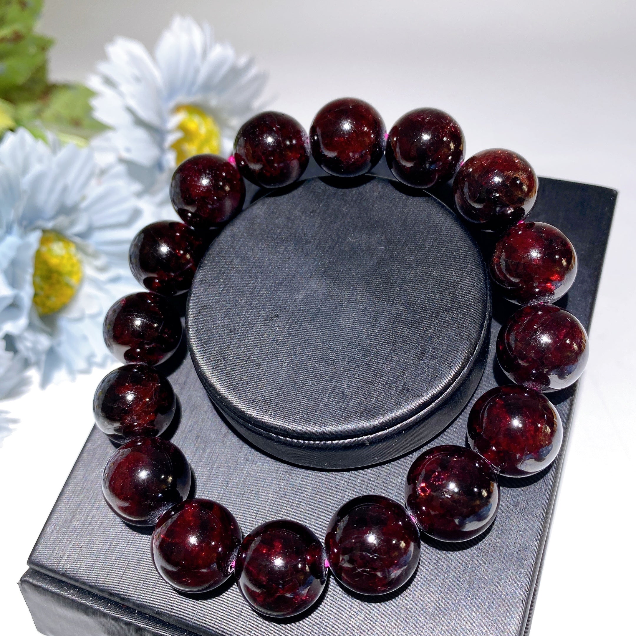 Garnet Aquamarine Fire Quartz Healing Bracelet 10-14mm