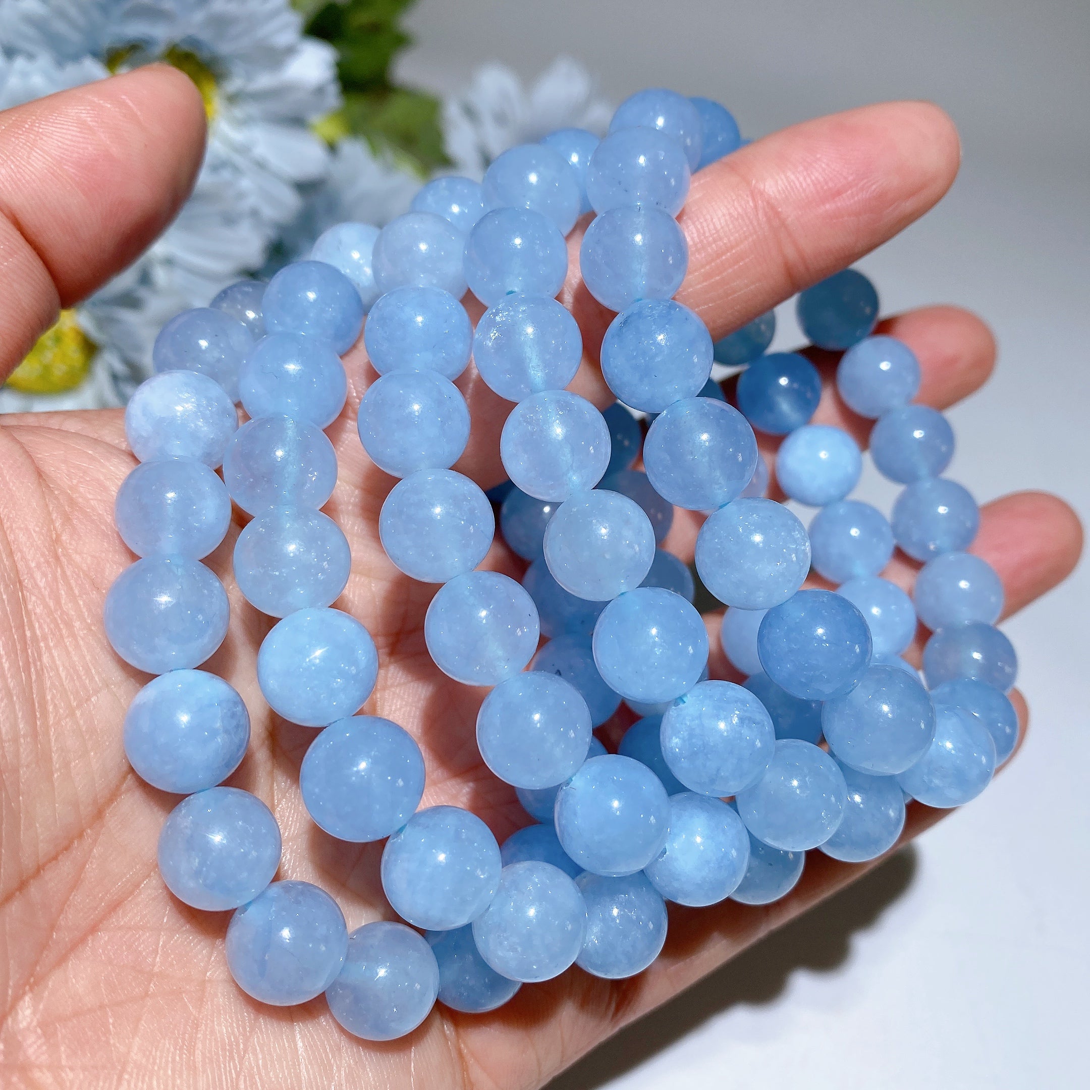 Garnet Aquamarine Fire Quartz Healing Bracelet 10-14mm