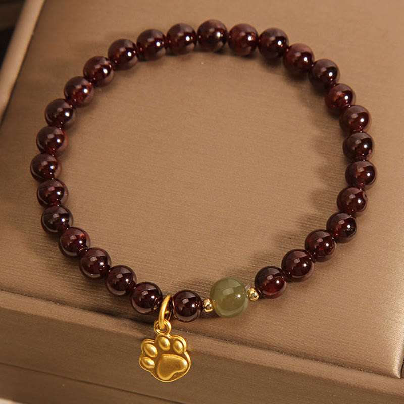 Garnet & Hetian Jade Bracelet for Calm and Balance