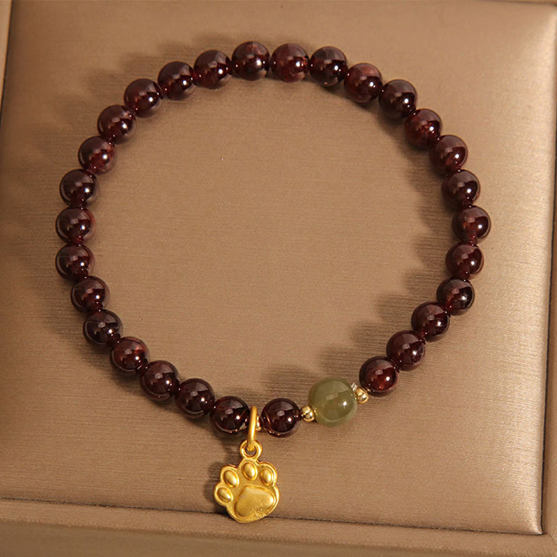 Garnet & Hetian Jade Bracelet for Calm and Balance