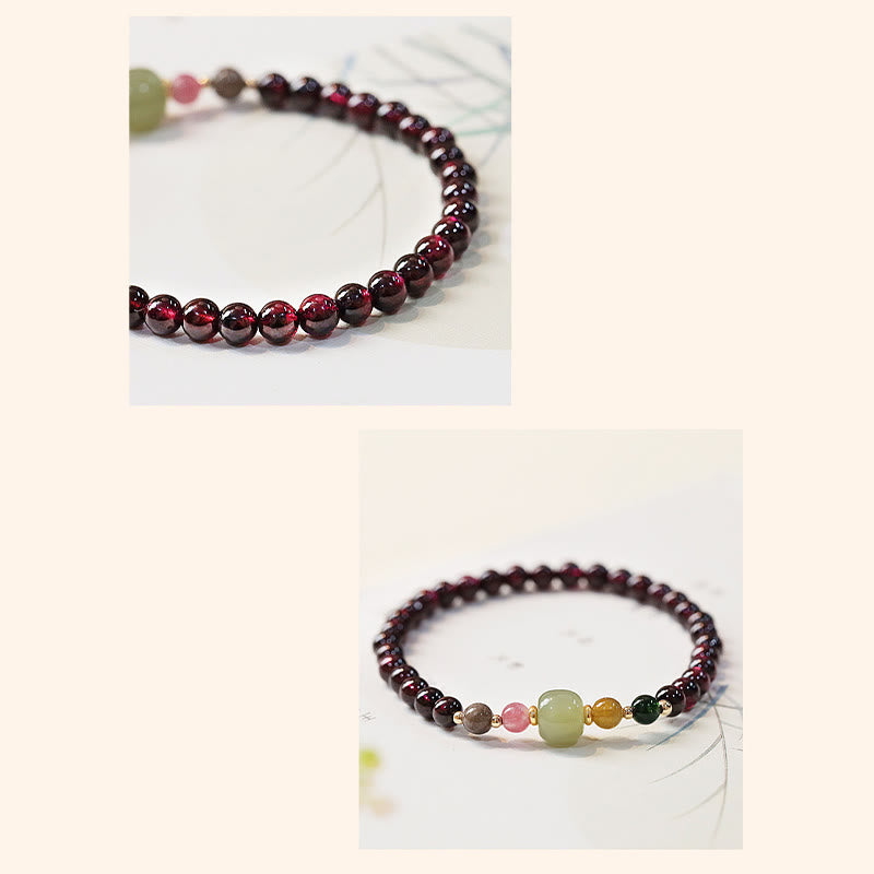 Garnet Hetian Jade Passion Bracelet 14-16cm Wrist