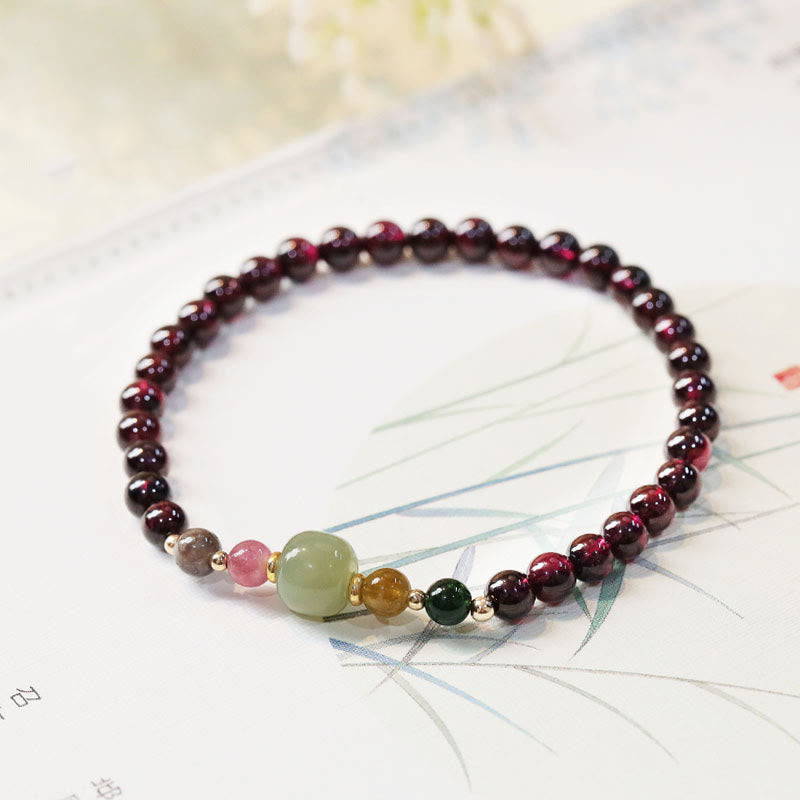 Garnet Hetian Jade Passion Bracelet 14-16cm Wrist