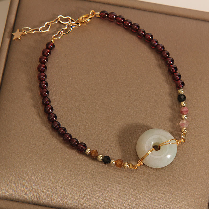 Garnet Jade Peace Buckle Protection Bracelet