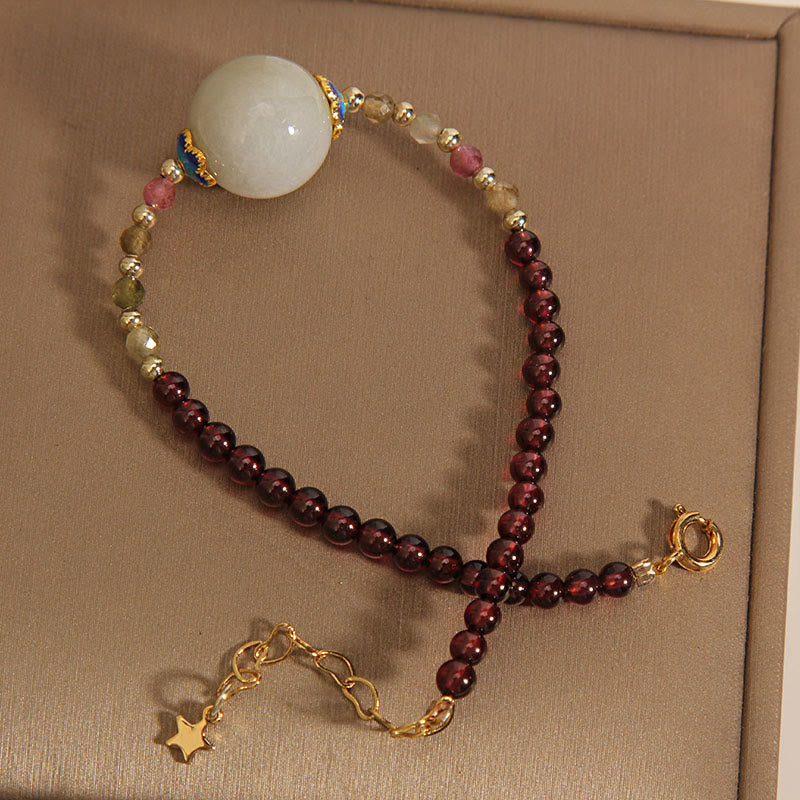 Garnet Jade Peace Buckle Protection Bracelet