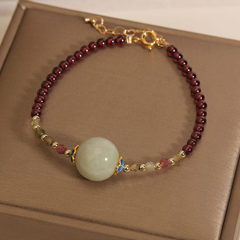 Garnet Jade Peace Buckle Protection Bracelet