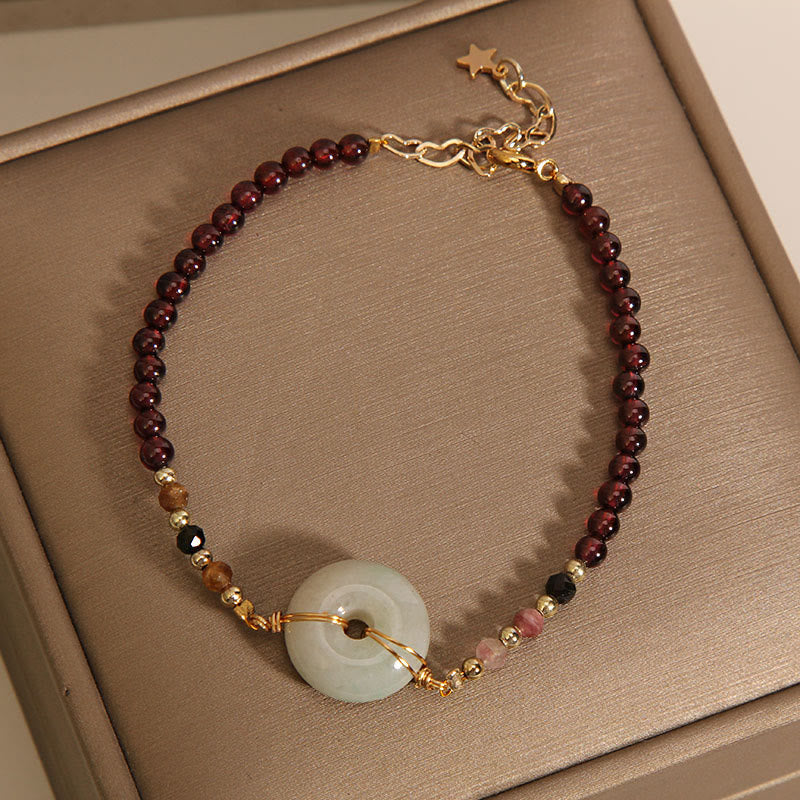 Garnet Jade Peace Buckle Protection Bracelet