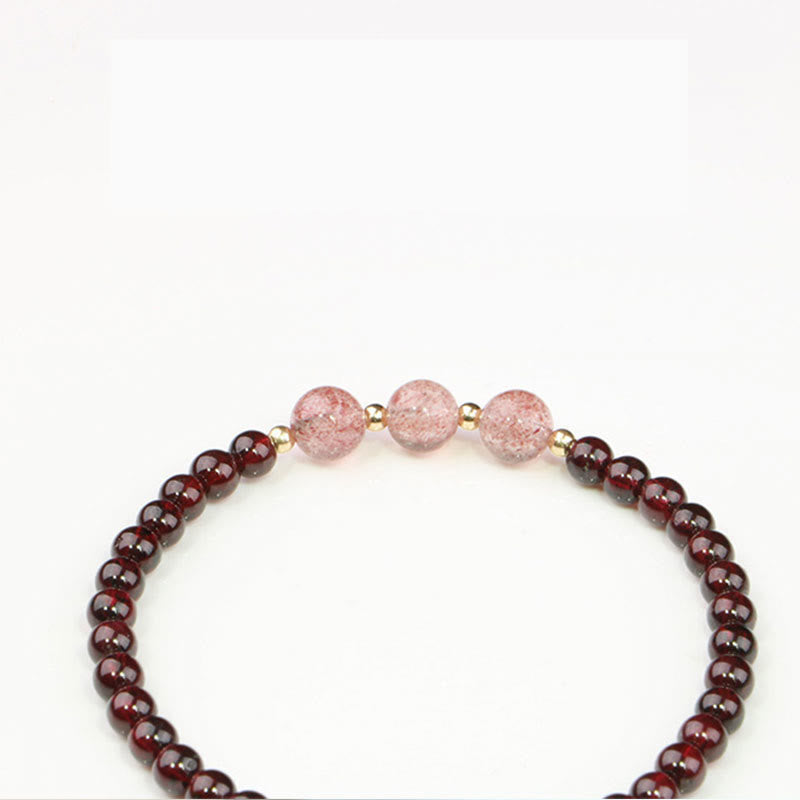 Garnet & Strawberry Quartz Calm Healing Bracelet