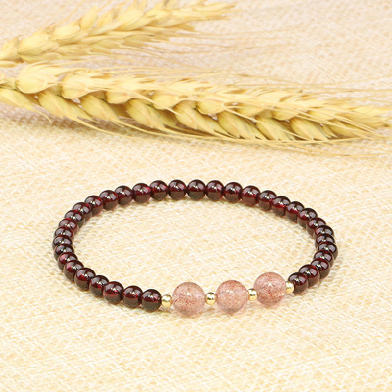 Garnet & Strawberry Quartz Calm Healing Bracelet