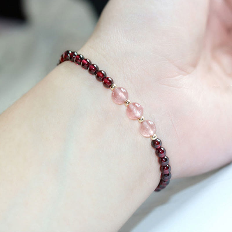 Garnet & Strawberry Quartz Calm Healing Bracelet