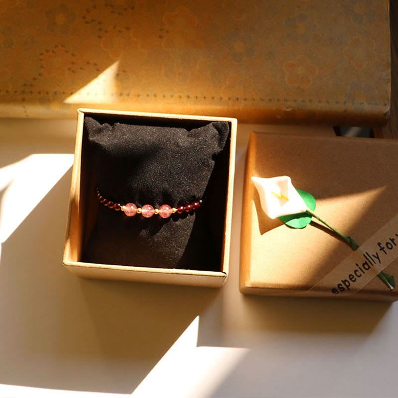 Garnet & Strawberry Quartz Calm Healing Bracelet