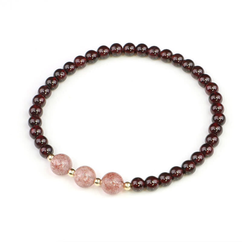 Garnet & Strawberry Quartz Calm Healing Bracelet