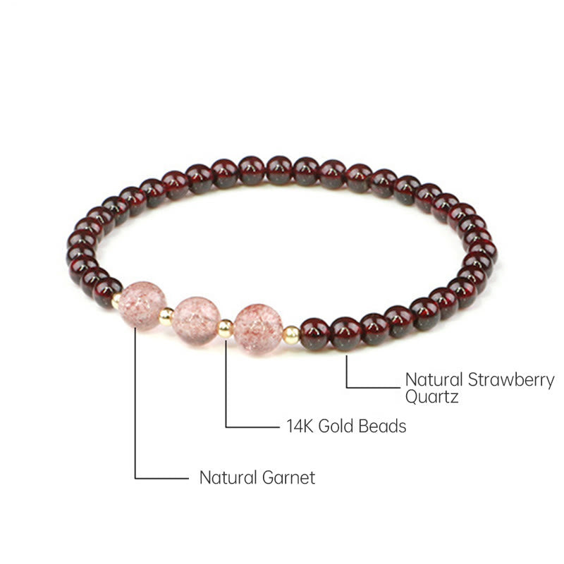 Garnet & Strawberry Quartz Calm Healing Bracelet