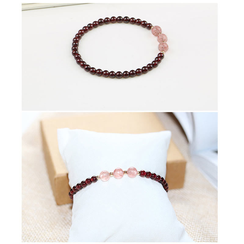 Garnet & Strawberry Quartz Calm Healing Bracelet