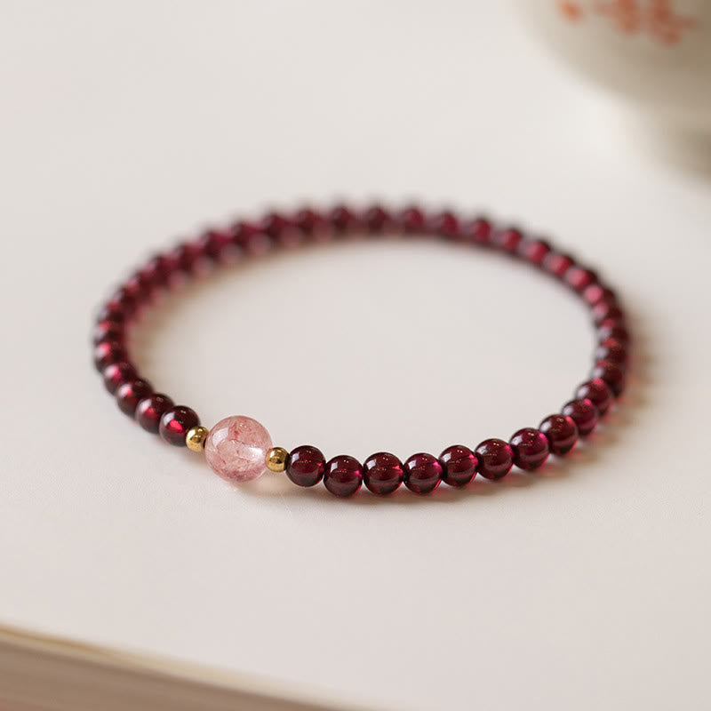 Garnet & Strawberry Quartz Calm Healing Bracelet