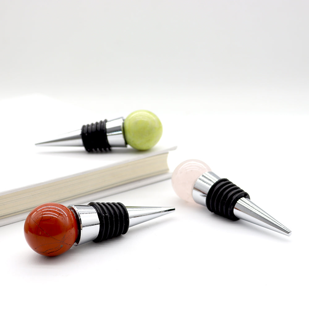 Gemstone Crystal Wine Stopper with 26mm Sphere Top