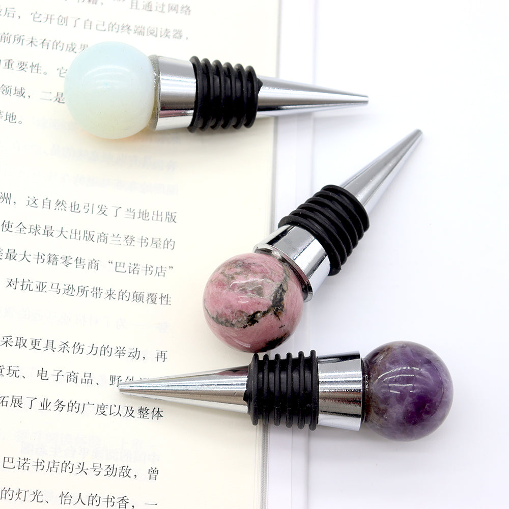 Gemstone Crystal Wine Stopper with 26mm Sphere Top