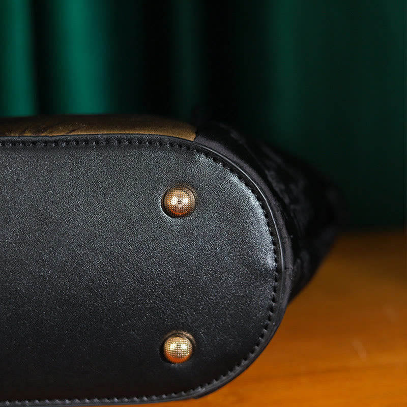 Gold Bamboo Print Vintage Crossbody Bag 31cm