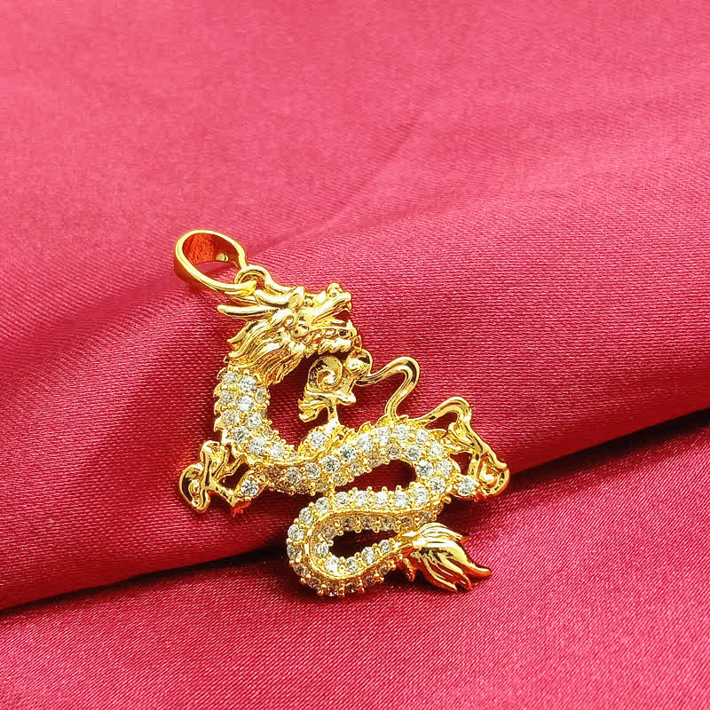 Gold Dragon Protection Necklace Pendant for Strength & Luck