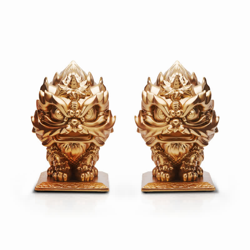 Gold Lion Statue Spiritual Strength Resin Sculpture