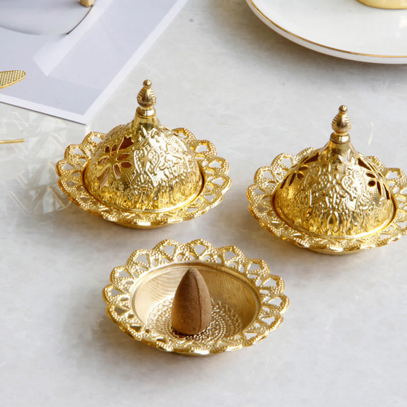 Gold Mini Tibetan Incense Burner for Meditation and Serenity