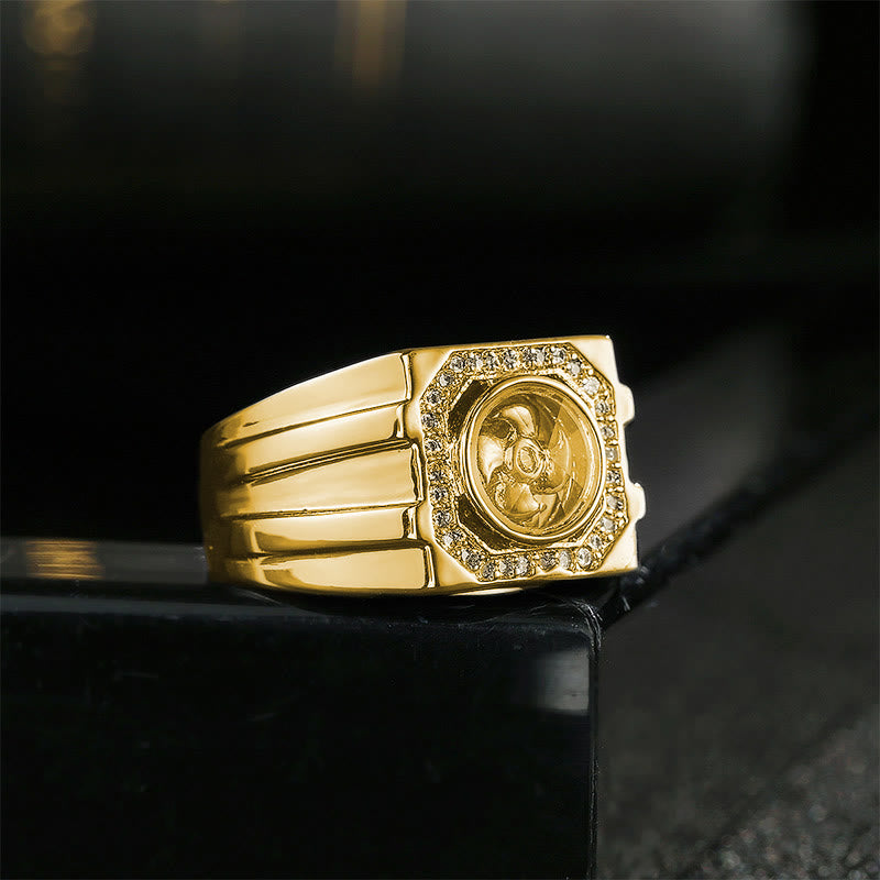 Gold Plated Copper Windmill Spiritual Healing Ring US8
