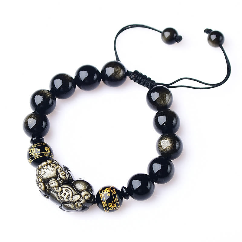 Gold Sheen Obsidian PiXiu Wealth Bracelet