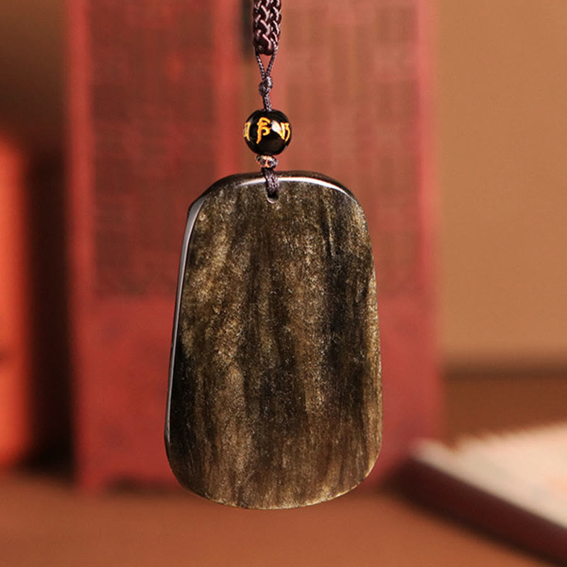 Gold Sheen Obsidian Three Goats Luck Pendant Necklace
