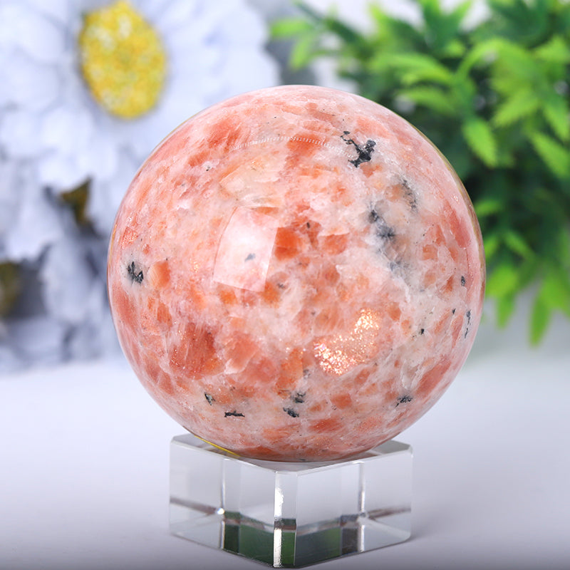 Gold Strawberry Quartz Healing Crystal Sphere 2.5-4.5 Inches