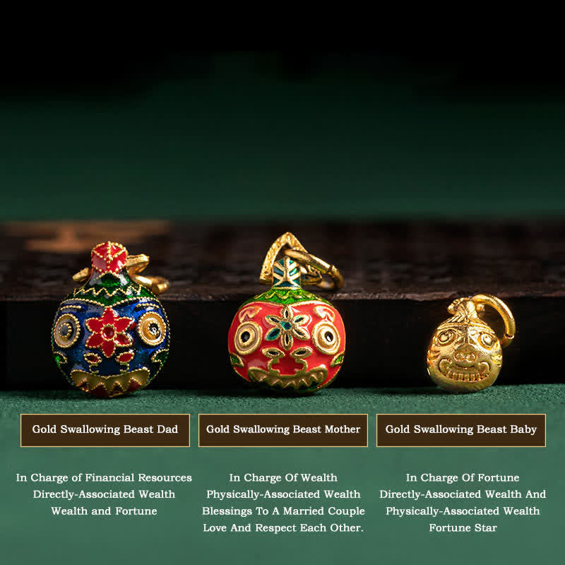 Gold Swallowing Beast Family Luck Bracelet | Colorful String