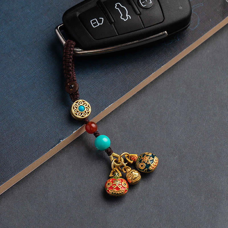 Gold Swallowing Beast Family Luck Key Chain for Spiritual Wealth