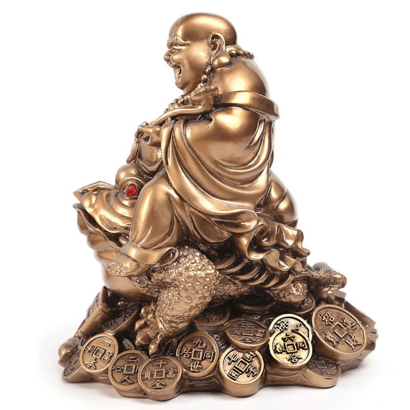 Golden Buddha Medium 8in Feng Shui Wealth Statue