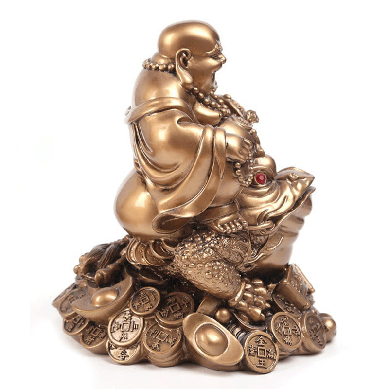Golden Buddha Medium 8in Feng Shui Wealth Statue