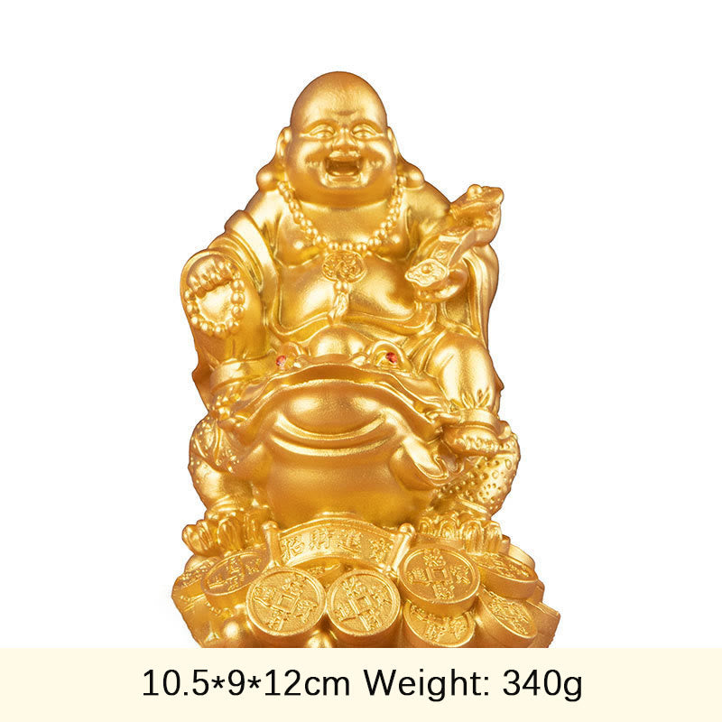 Golden Buddha Medium 8in Feng Shui Wealth Statue