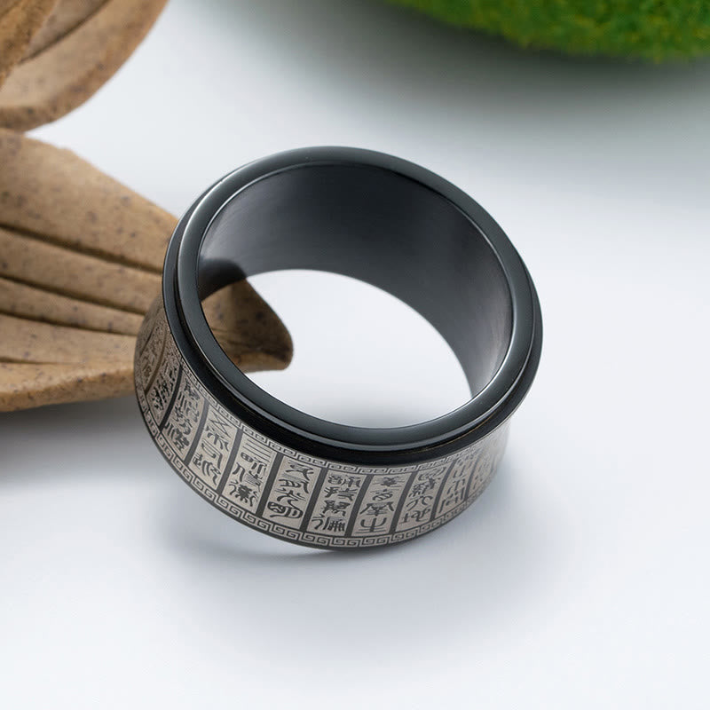 Golden Light Mantra Titanium Steel Spinner Ring | Spiritual Balance