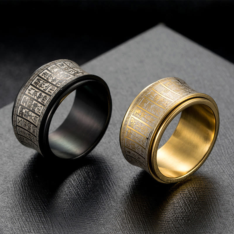 Golden Light Mantra Titanium Steel Spinner Ring | Spiritual Balance
