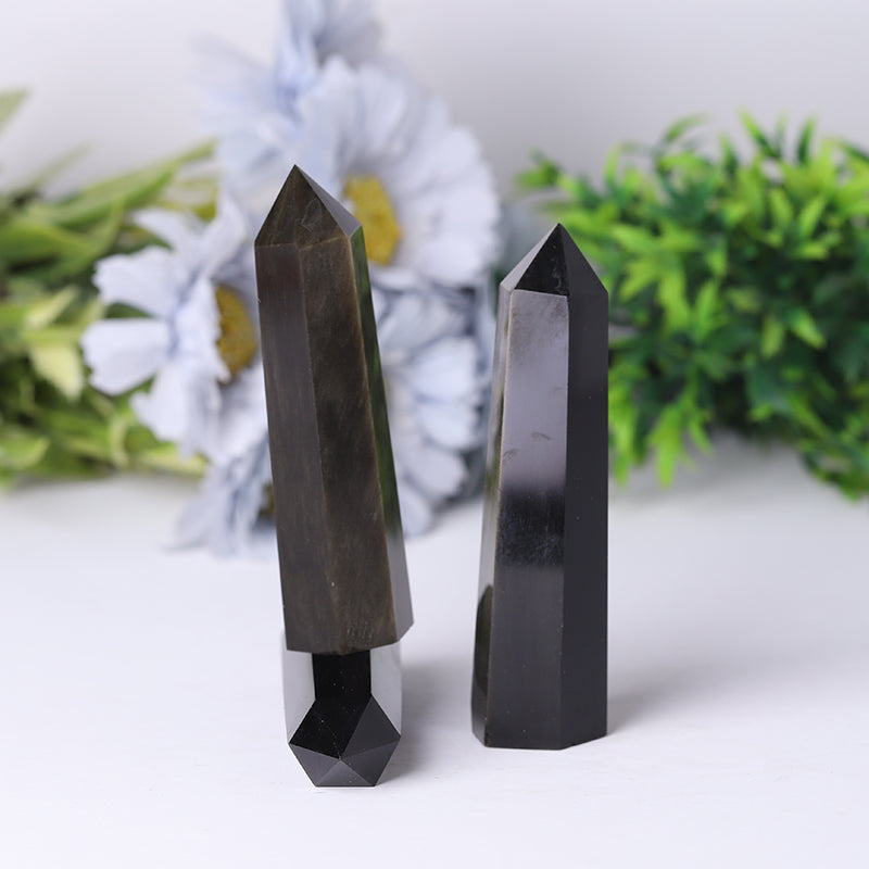 Golden Obsidian Point Crystal Tower 2.4-4.5 Inches Healing