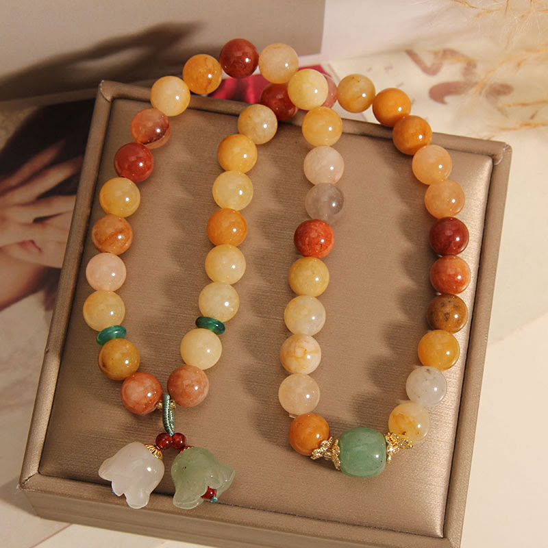 Golden Silk Jade Double Layer Luck Bracelet 8mm