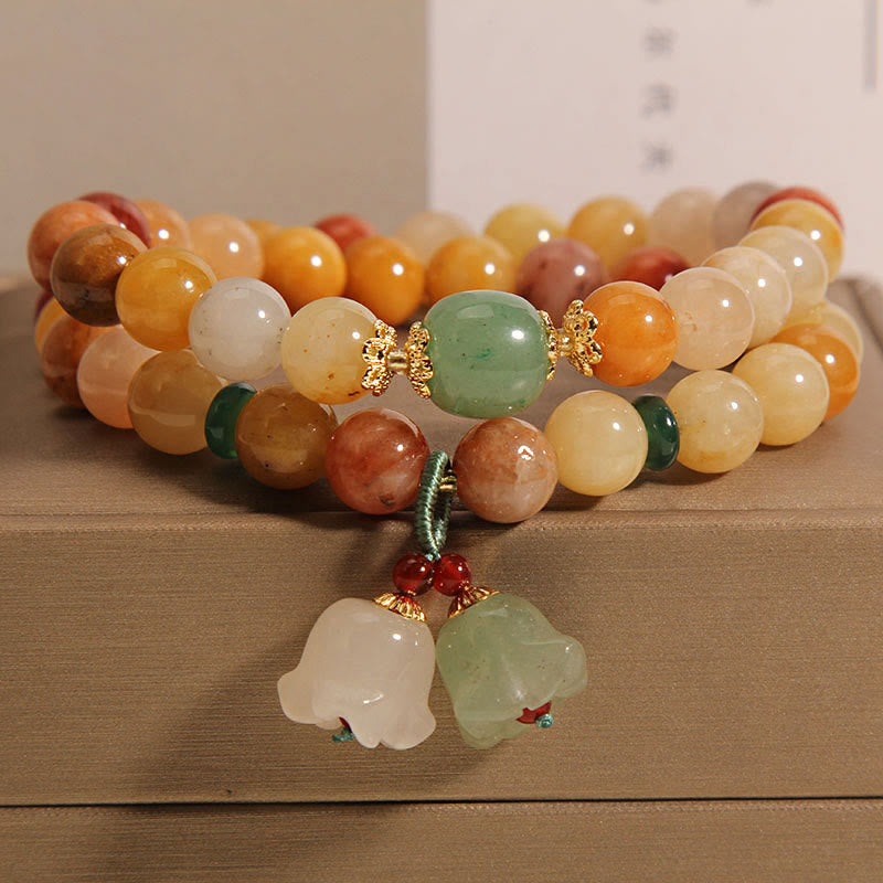 Golden Silk Jade Double Layer Luck Bracelet 8mm
