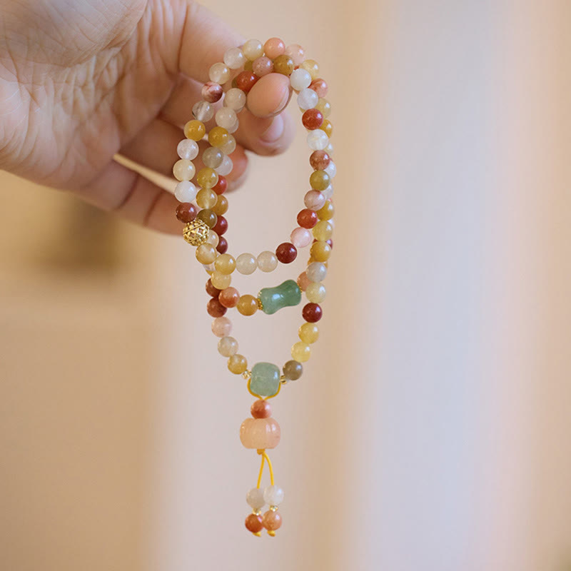 Golden Silk Jade Triple Wrap Bracelet for Wealth & Luck