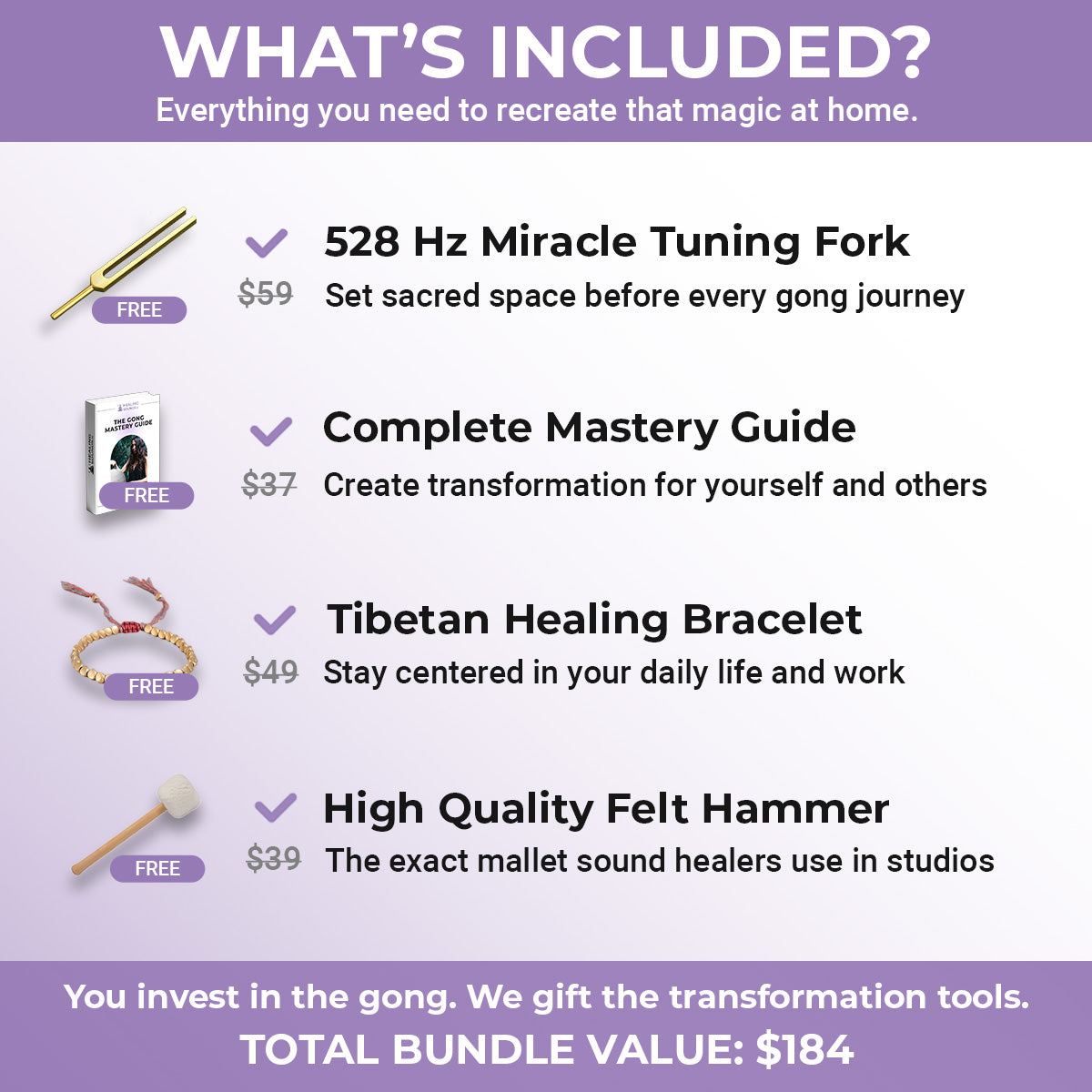 Traditional Chinese Gong Instrument - Included Accessories