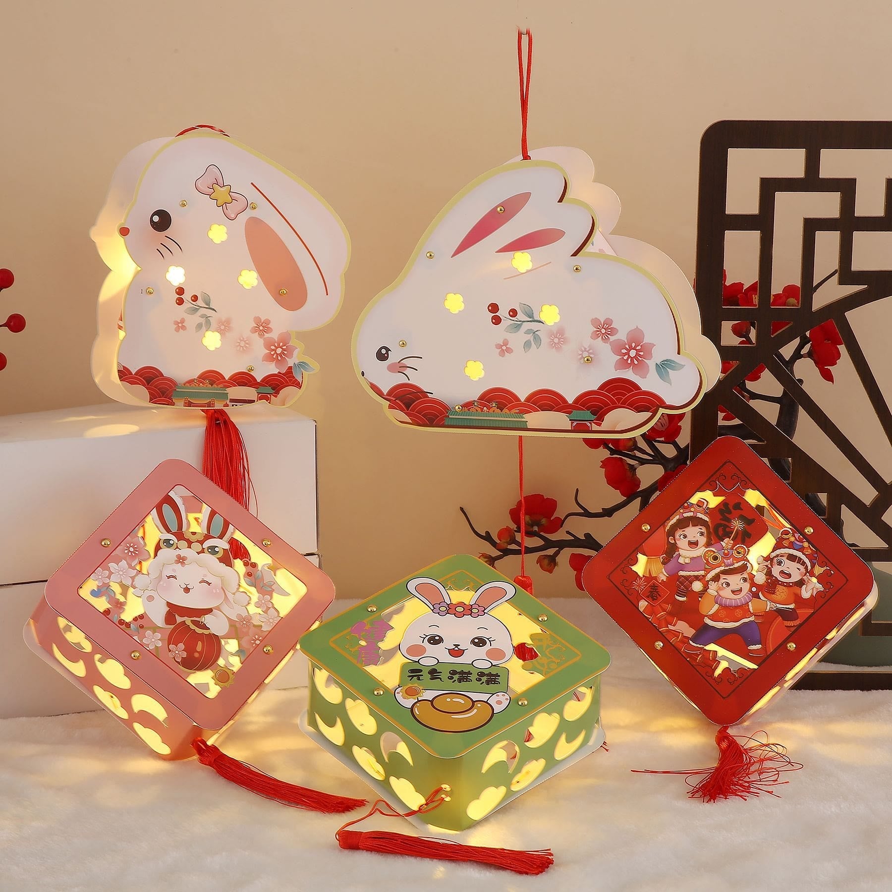 Good Luck Rabbit Paper Lantern | Zen Decor Accent